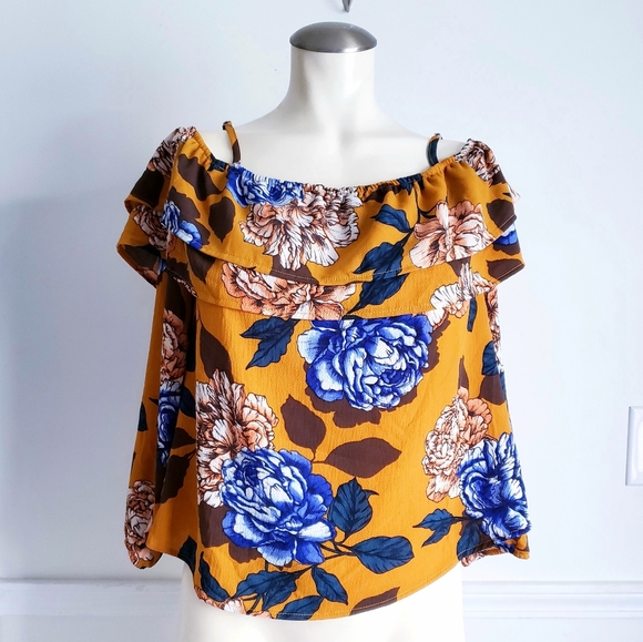 Cold Shoulder Mustard Top - Picture 4 of 4